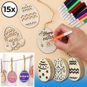 Ostereier aus Holz (15 Stück) | EGGNAMENTIFY
