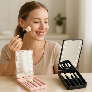 Mini-Pinselset mit LED-Spiegel | GLOBRISTIC